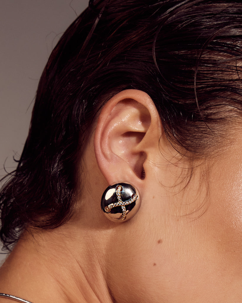 Mariner Cross Studs | Cubic Zirconia | Silver