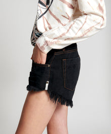 Dukes Low Waist Mini Denim Shorts | Worn Black