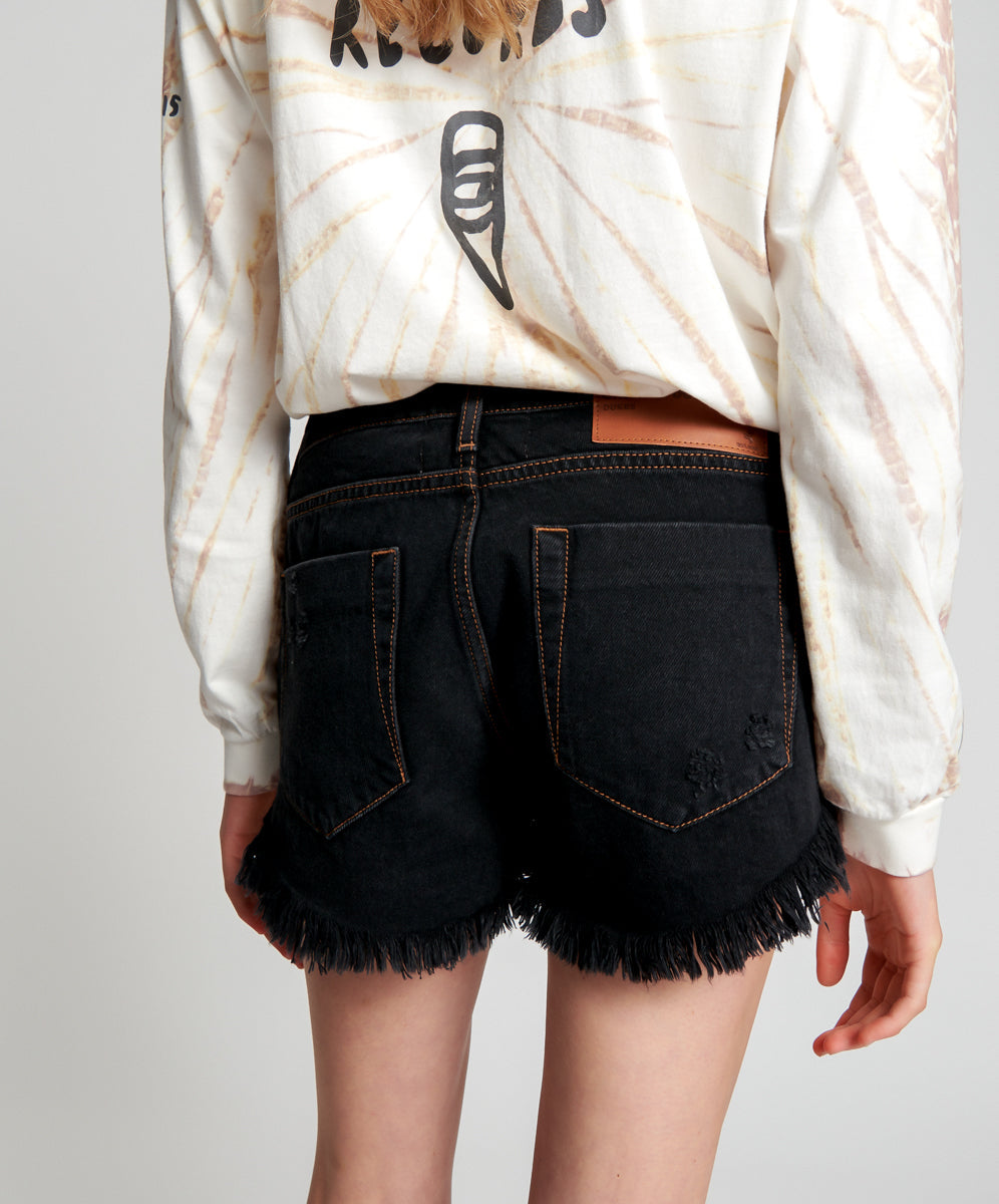 Dukes Low Waist Mini Denim Shorts | Worn Black