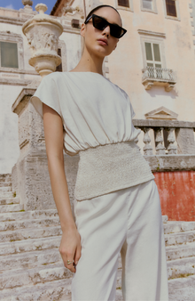 Linen Smocked Top | Bone