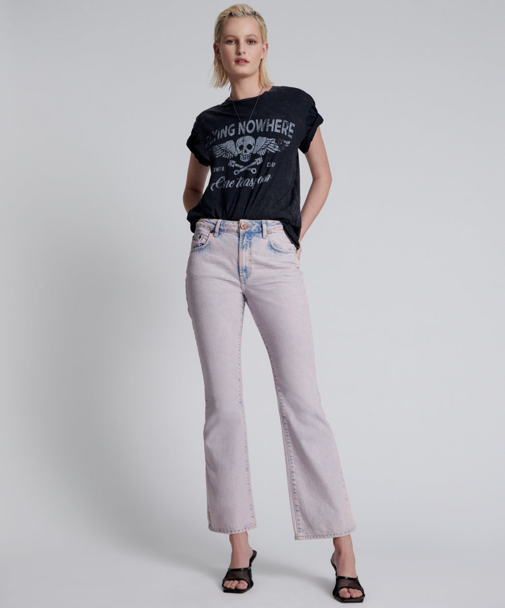 Charlie High Waist Slim Flared Denim Jeans | Pink Haze