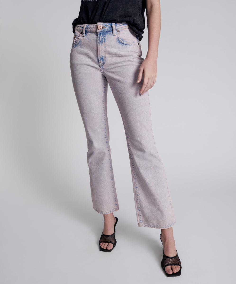 Charlie High Waist Slim Flared Denim Jeans | Pink Haze