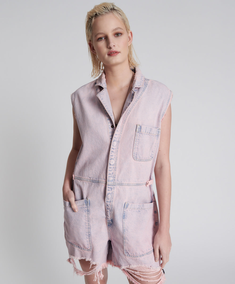 Palisades Denim Overalls | Pink Haze