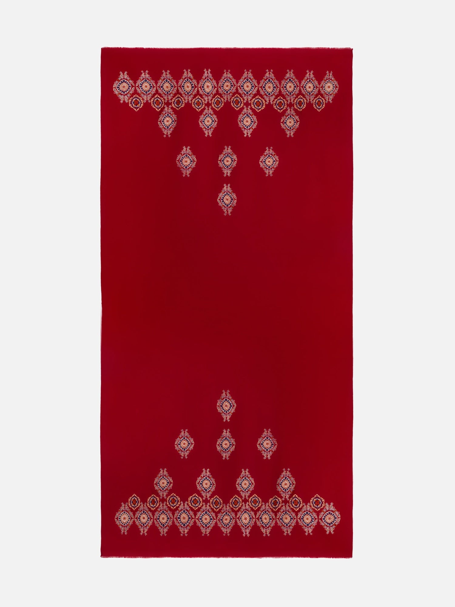 Embroidered Cashmere Scarf | Maroon