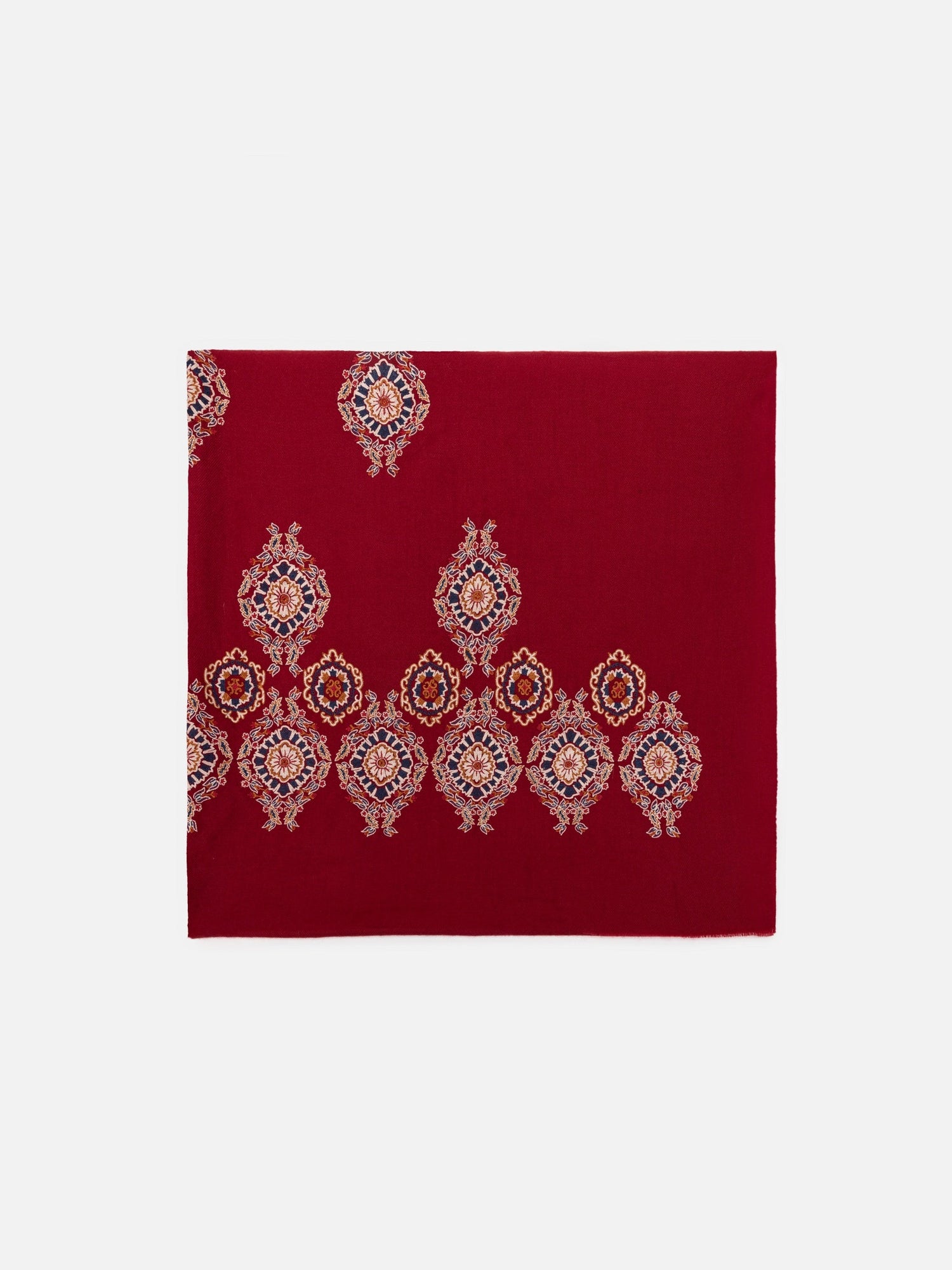 Embroidered Cashmere Scarf | Maroon