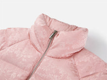 Silk Jacquard Down Coat | Pink