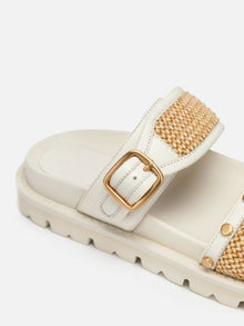 Comfortable Thick-soled Buckle Slippers | White