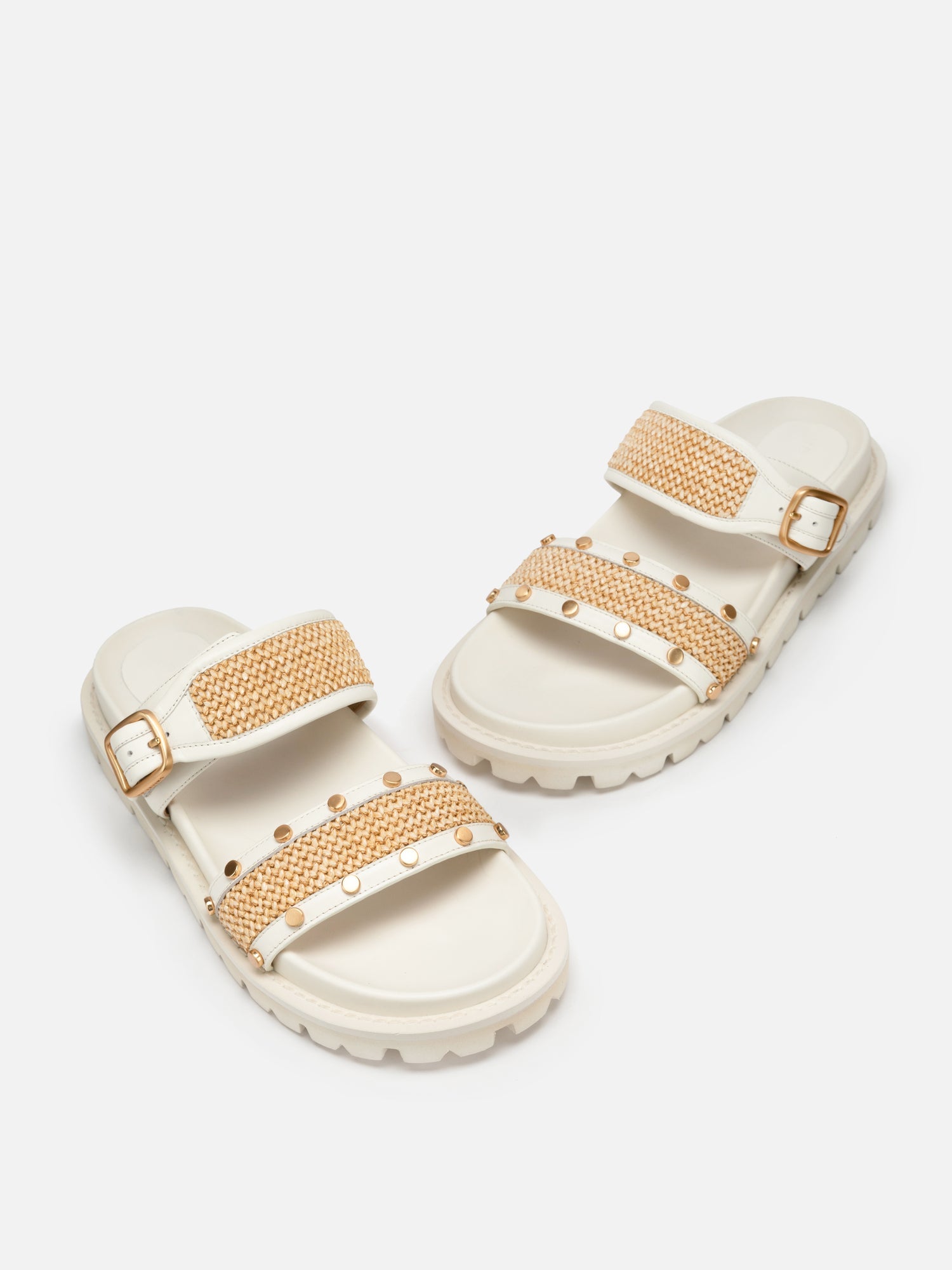 Comfortable Thick-soled Buckle Slippers | White