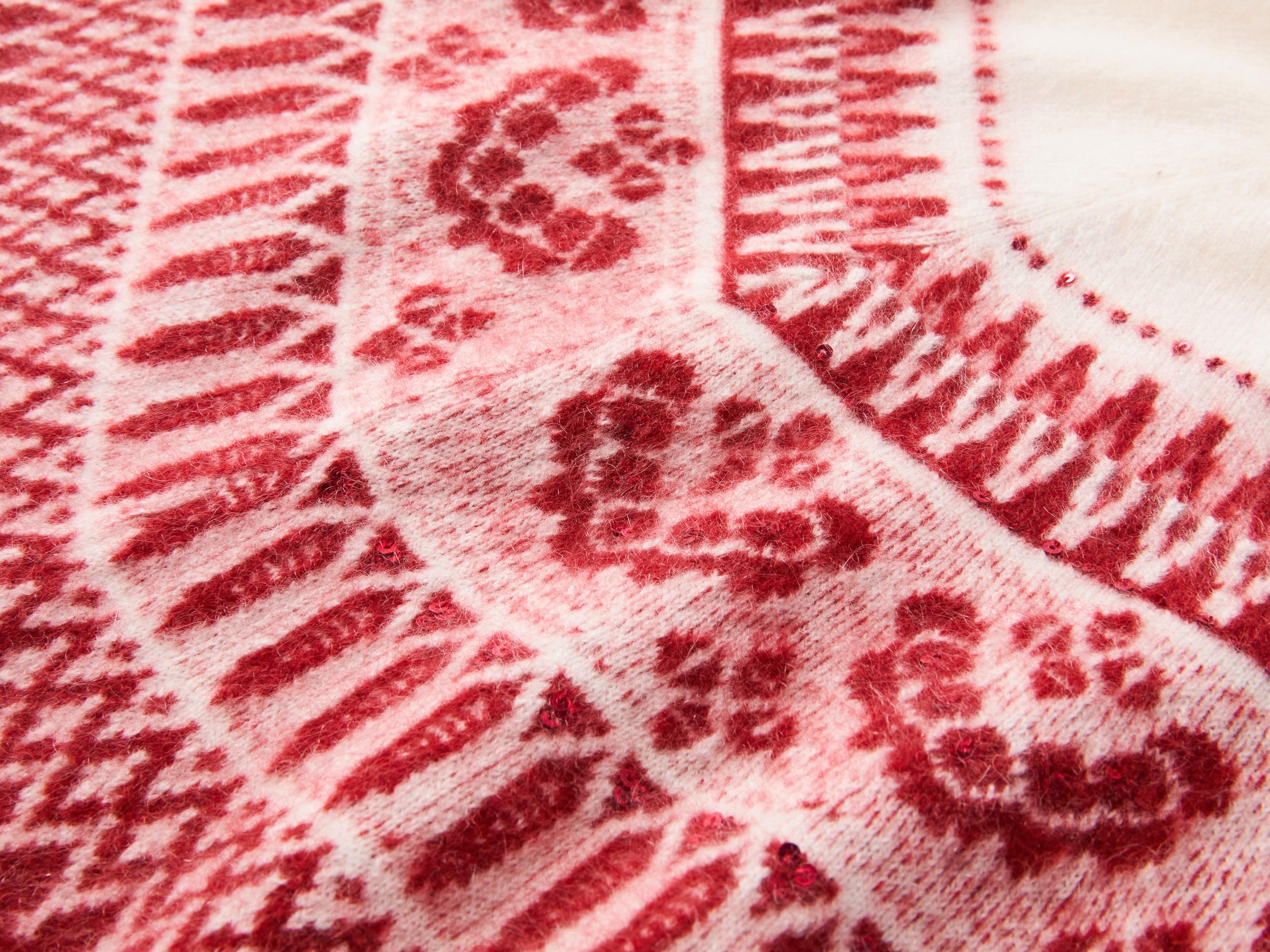 Cashmere Jacquard Cardigan | Red