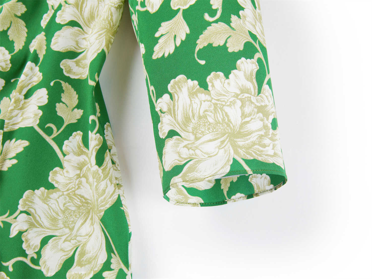Silk Floral Midi Dress | Vibrant Green/White