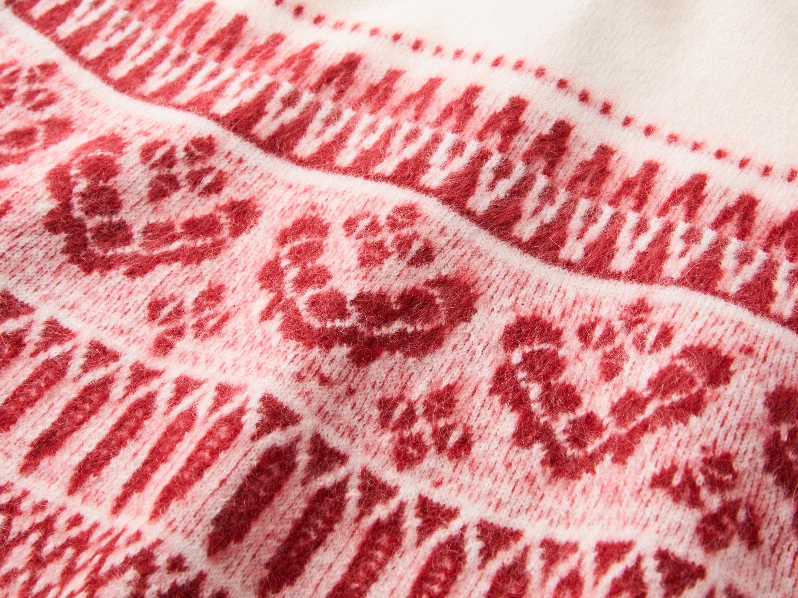 Cashmere Jacquard Cardigan | Red