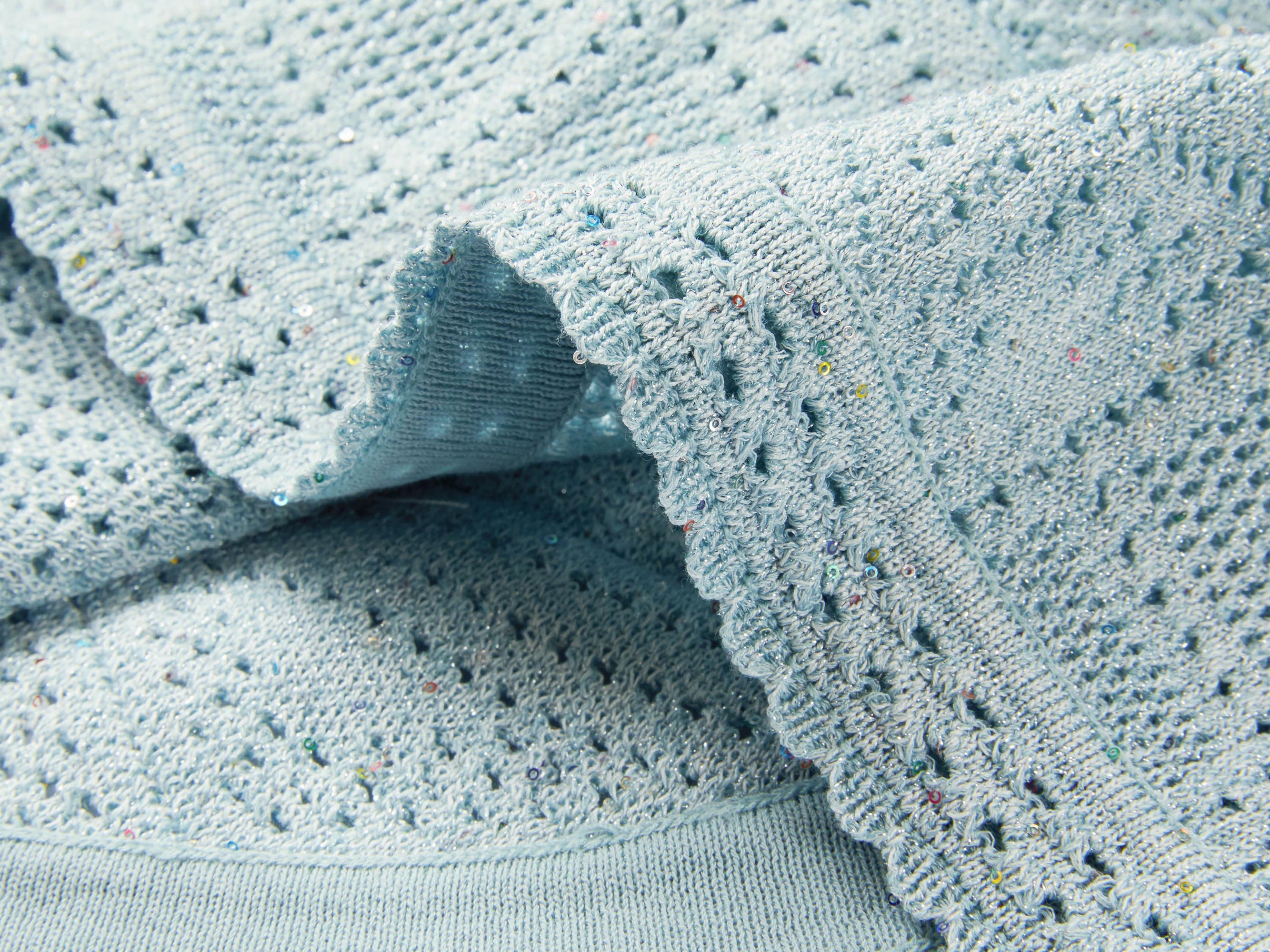 Short Sleeve Knit Top | Light Blue