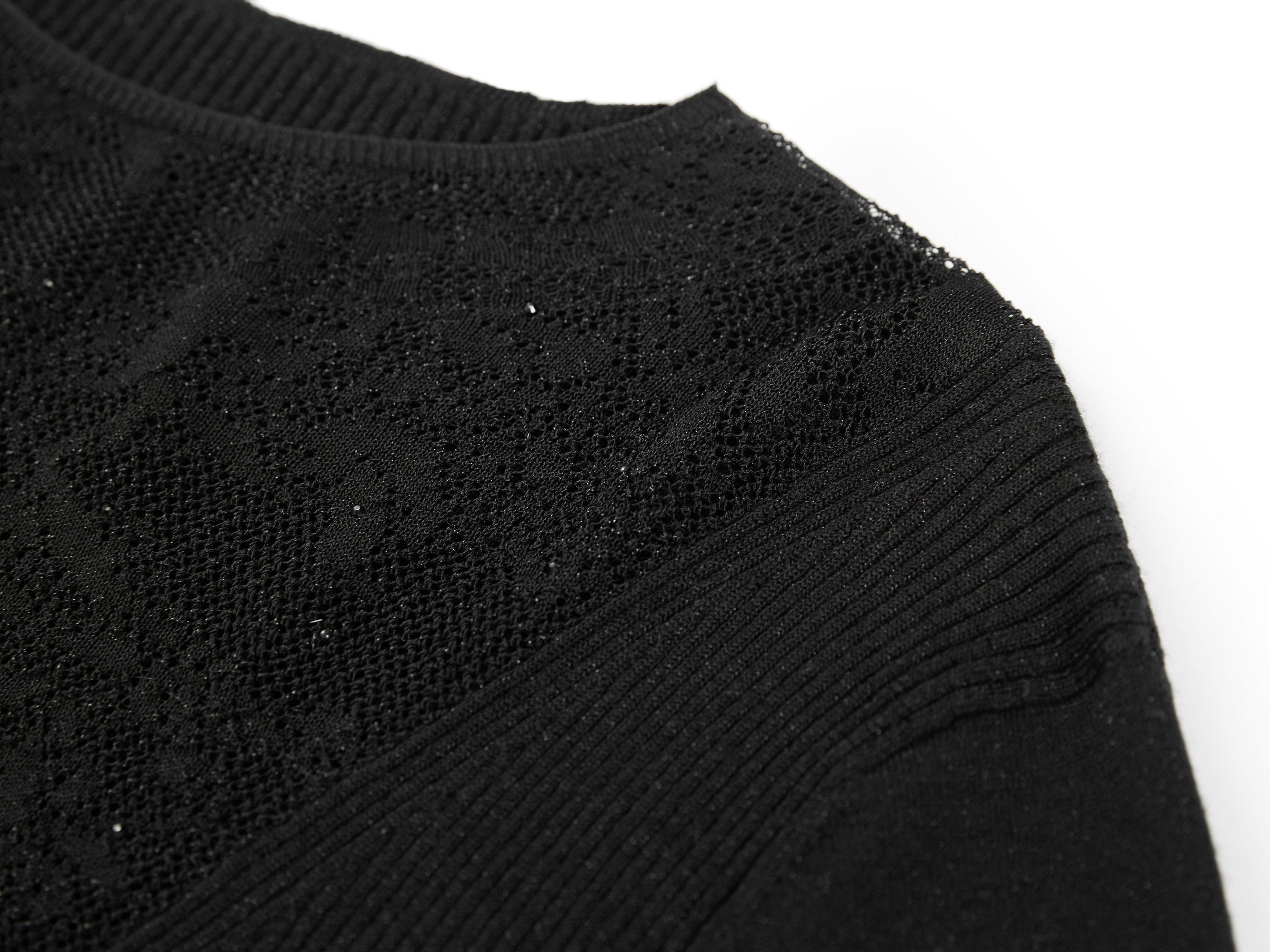 Wool Slim-Fit Knit Top | Black