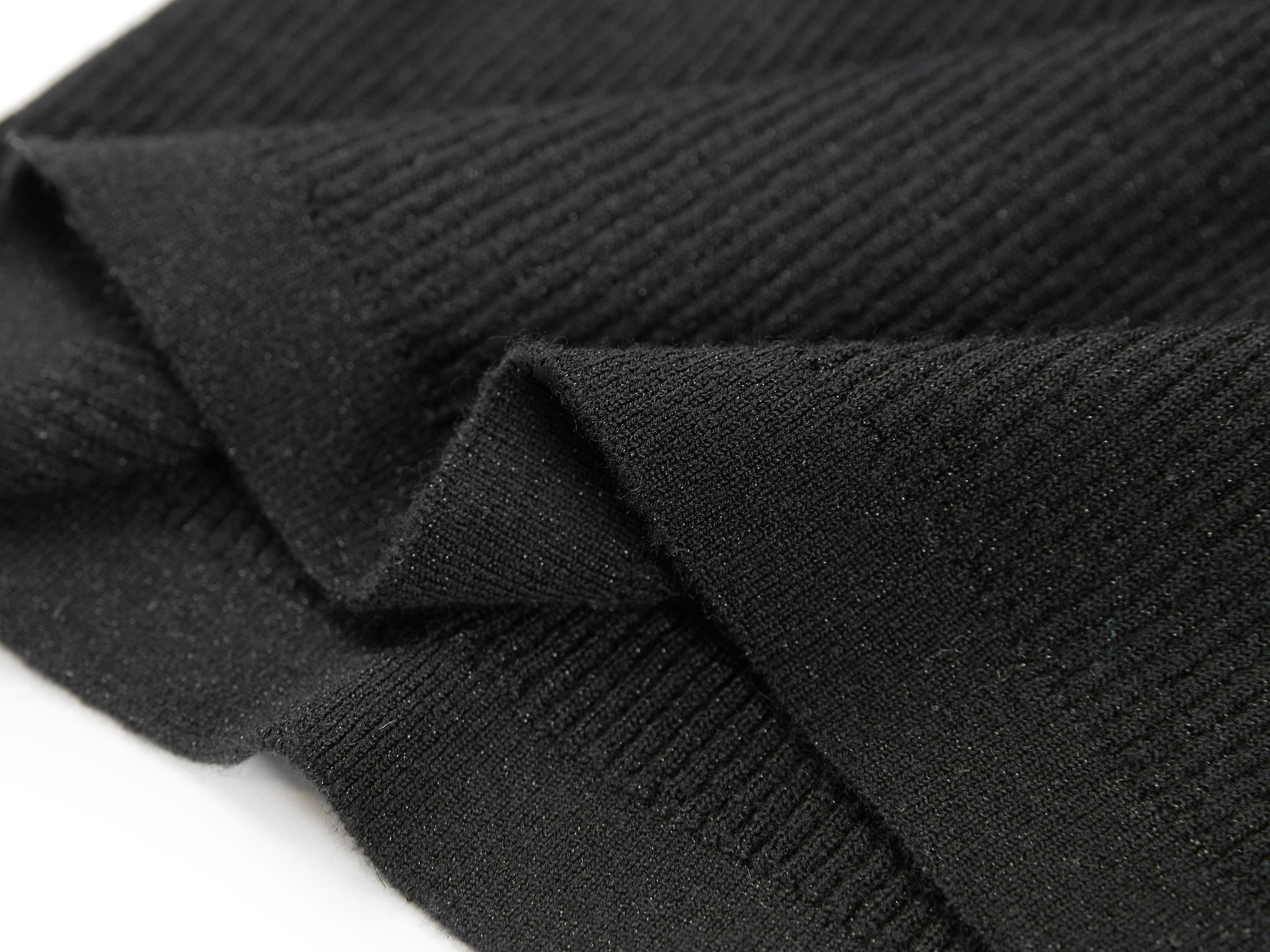 Wool Slim-Fit Knit Top | Black