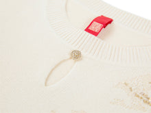 Floral Round-Neck Knit Sweater | Beige