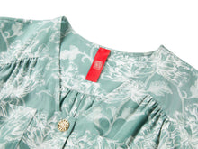 Silk Floral Midi Dress | Green/White