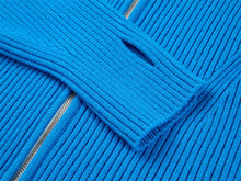 Gemstone Wool-Cashmere Oversized Lapel Cardigan | Blue
