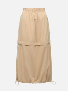 Straight-Cut Elastic Waist Sports Skirt | Khaki