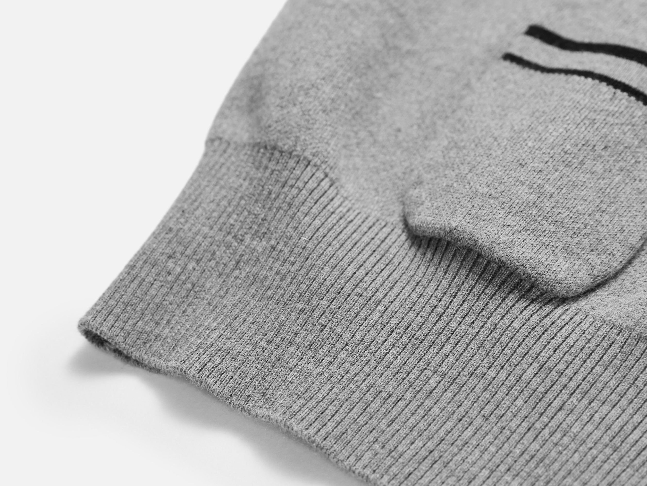 Cotton Cashmere Blended V-Neck Color-Block Knit Cardigan | Grey