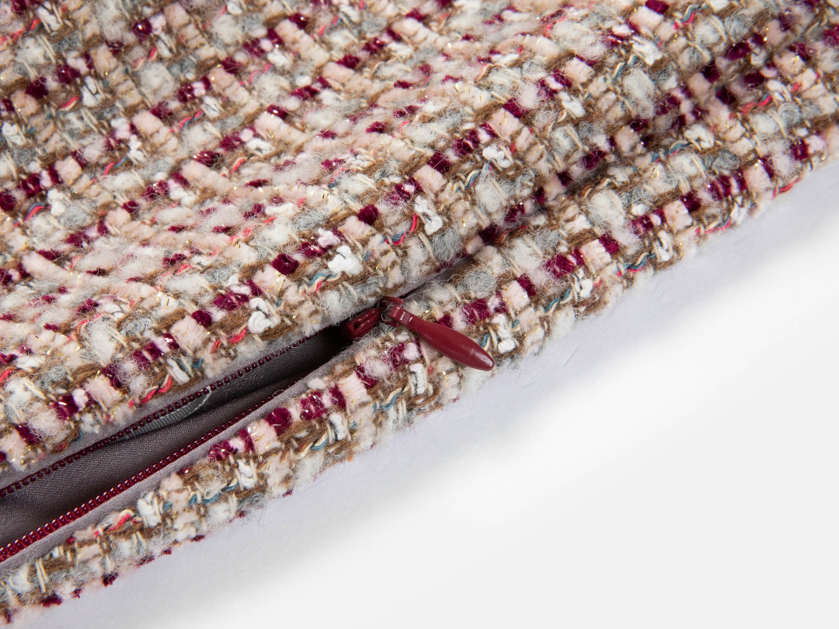 Tweed High-Waist Tweed-Style Skirt | Wine Red
