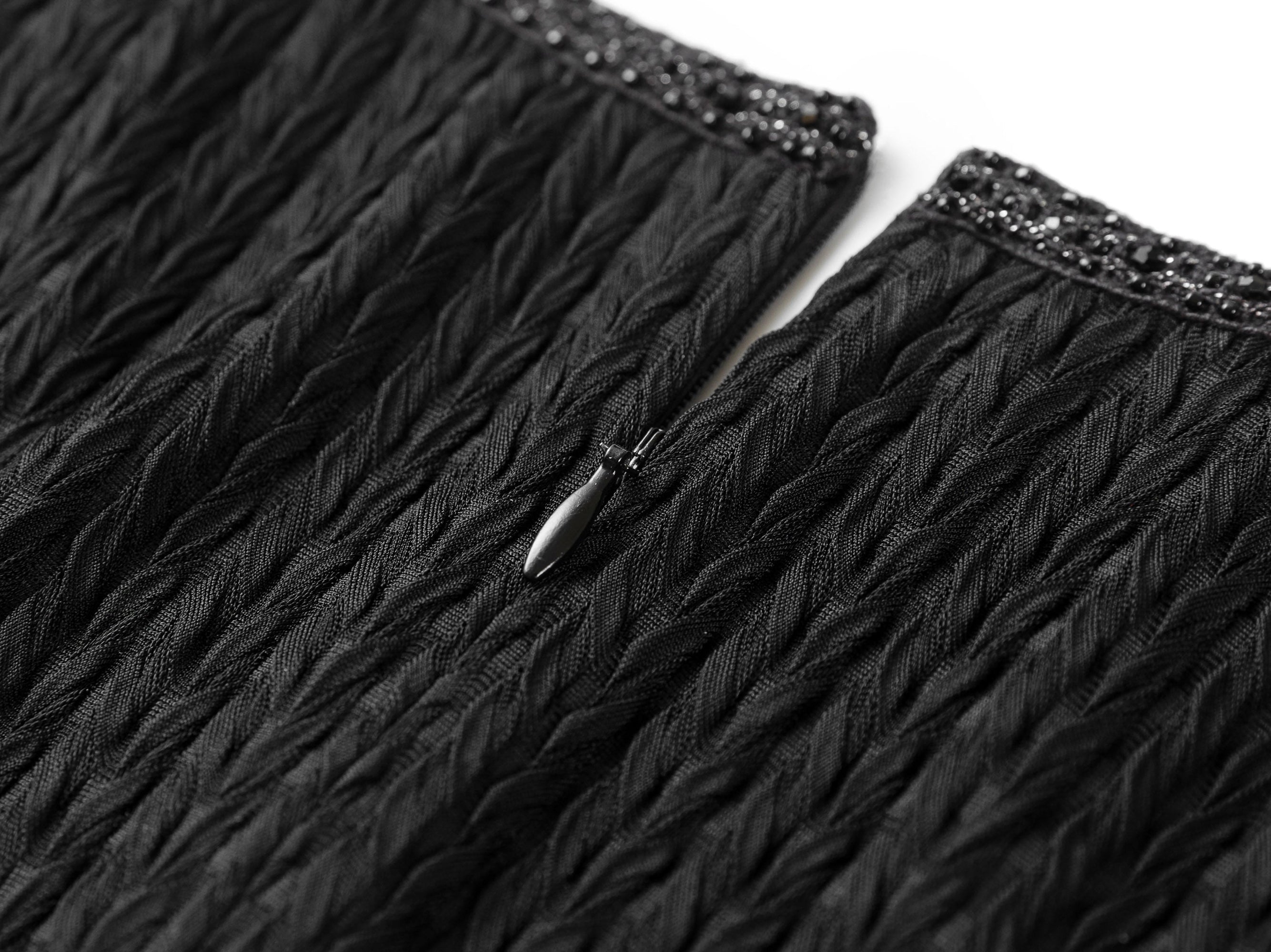 Acetate Skirt Waist-Defining Sleeveless Dress | Black