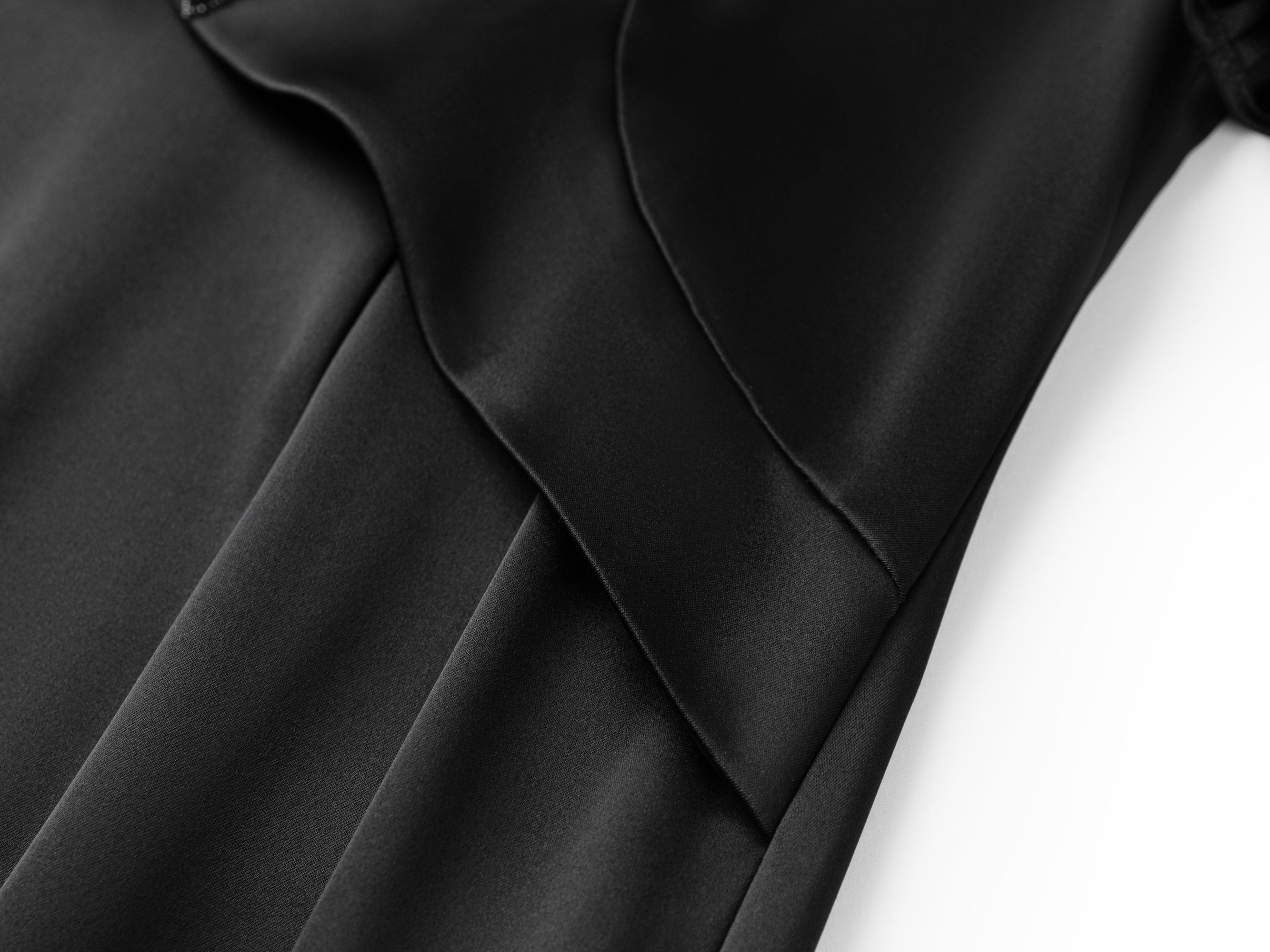 Elegant Acetate V-Neck Waist-Defining Dress | Black