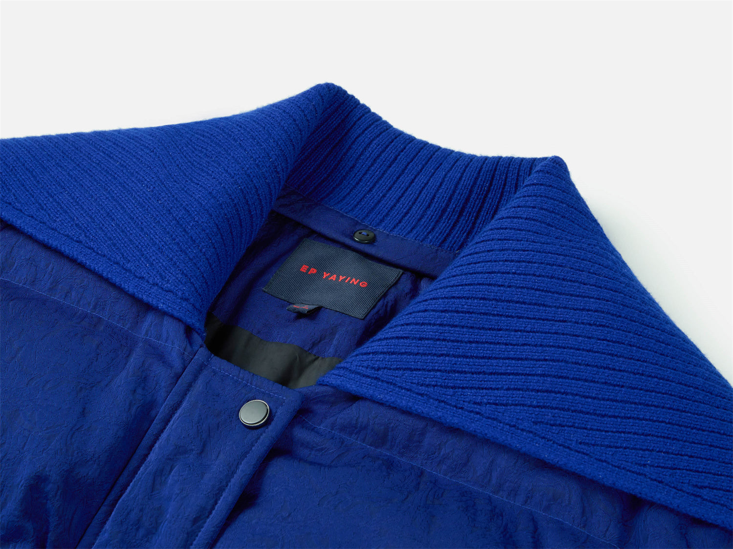 Velvet-Texture Pleated Down Jacket | Blue