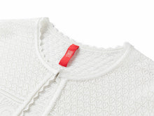 Jacquard Crew Neck Knit Cardigan | White