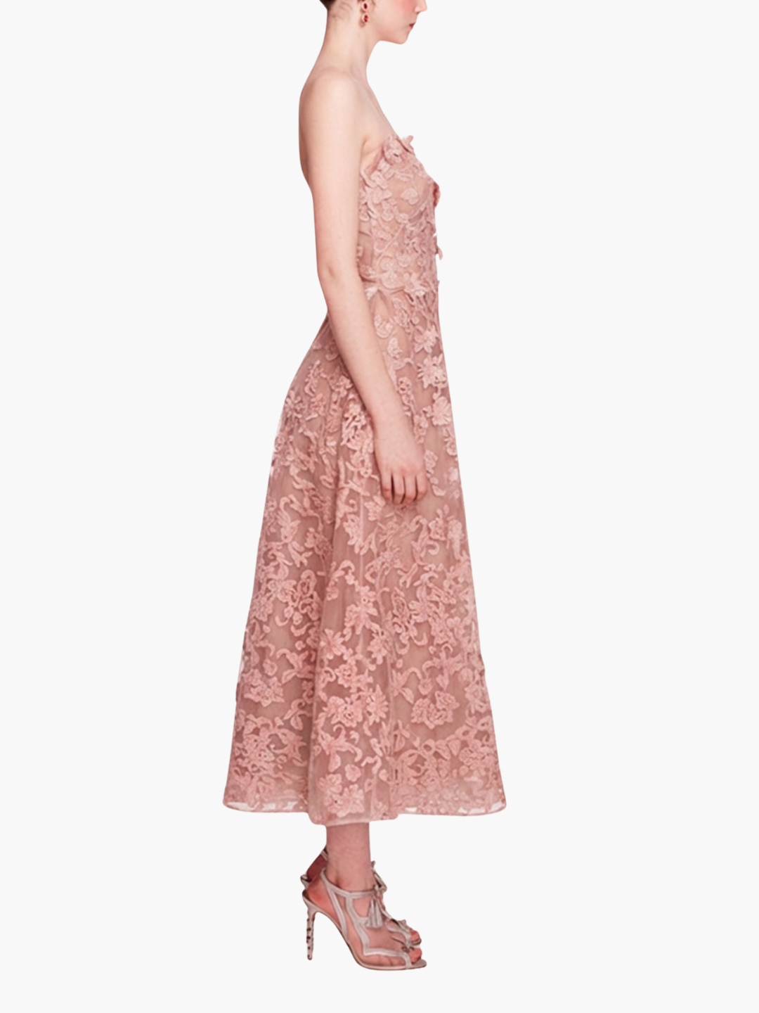 Strapless Corded Midi Dress | Blush