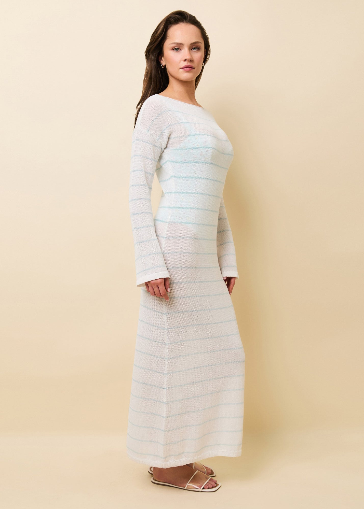 Polly Dress Micro Stripe Brule - Solid & Striped