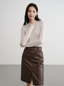 Wool Knit Top Sweater | White