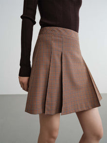 Plaid A-Line Skirt | Brown