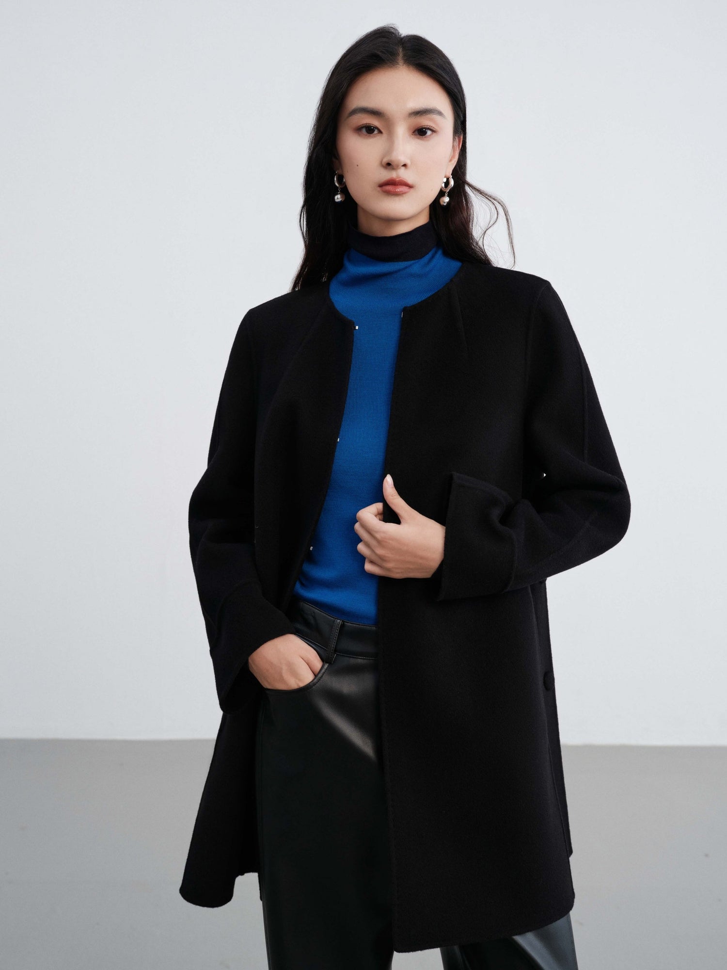 Wool Woolen Jacket | Black