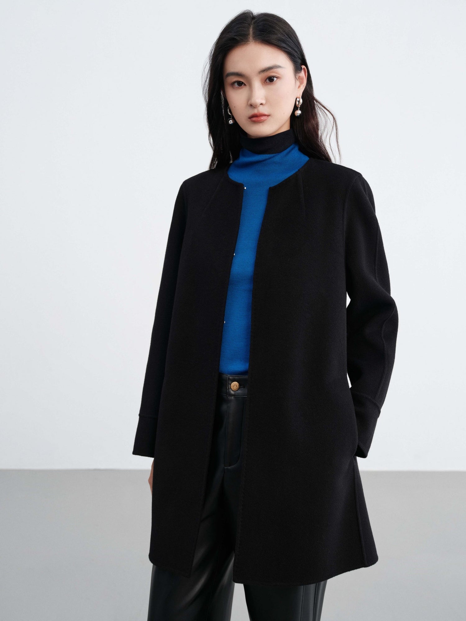 Wool Woolen Jacket | Black
