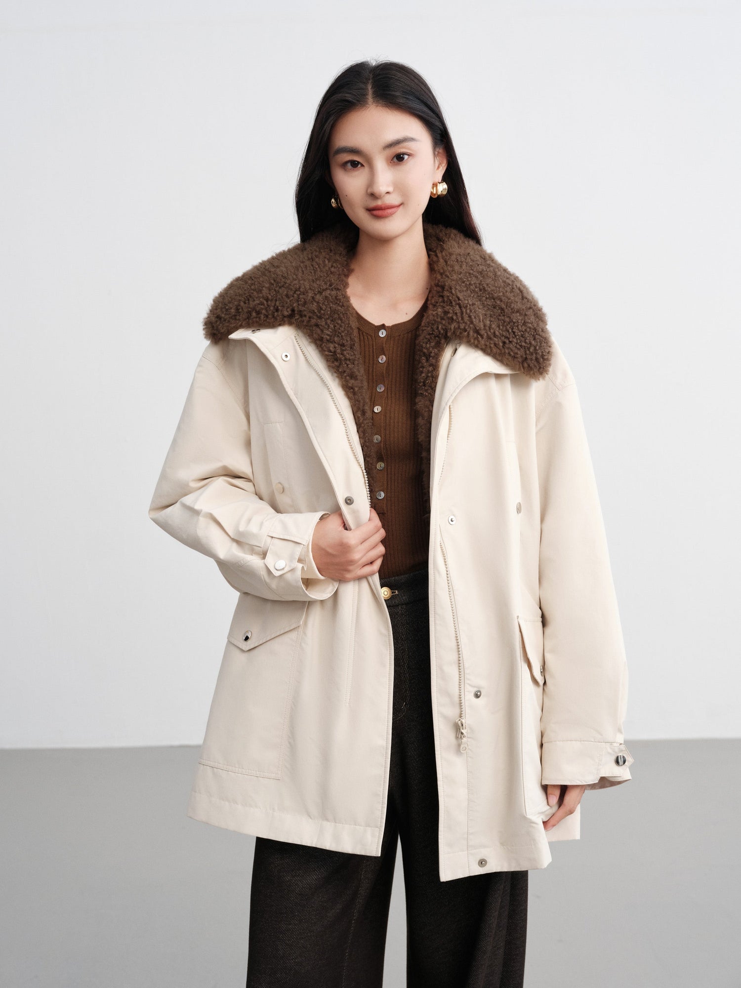 Wool Light Warm Parka | White