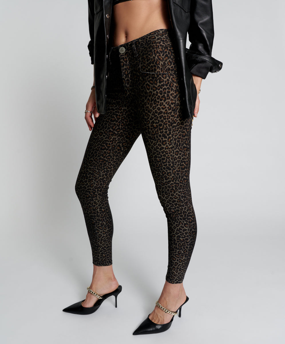 Preachers High Waist Skinny Stretch Denim Jeans | Leopard