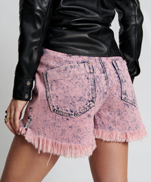 Le Wolves Mid Waist Mid Length Denim Shorts | Pink Pistol