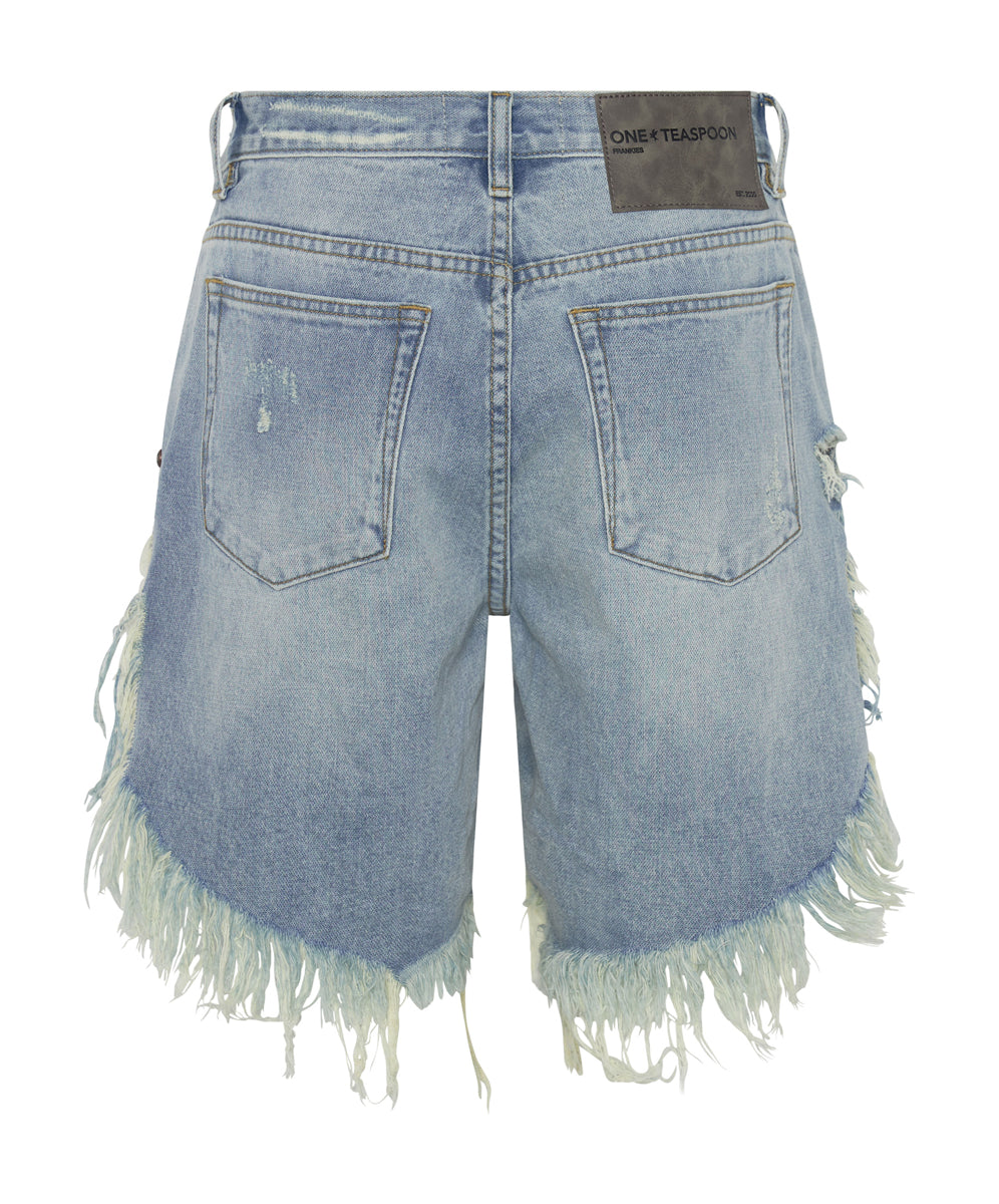 Frankies Low Waist Long Length Denim Shorts | Hendrixe