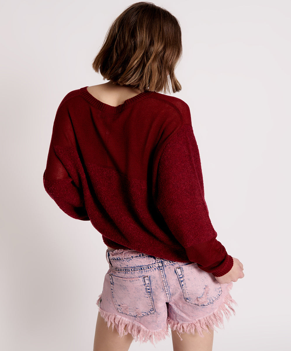 Shattered Crew Knit Sweater | Wine