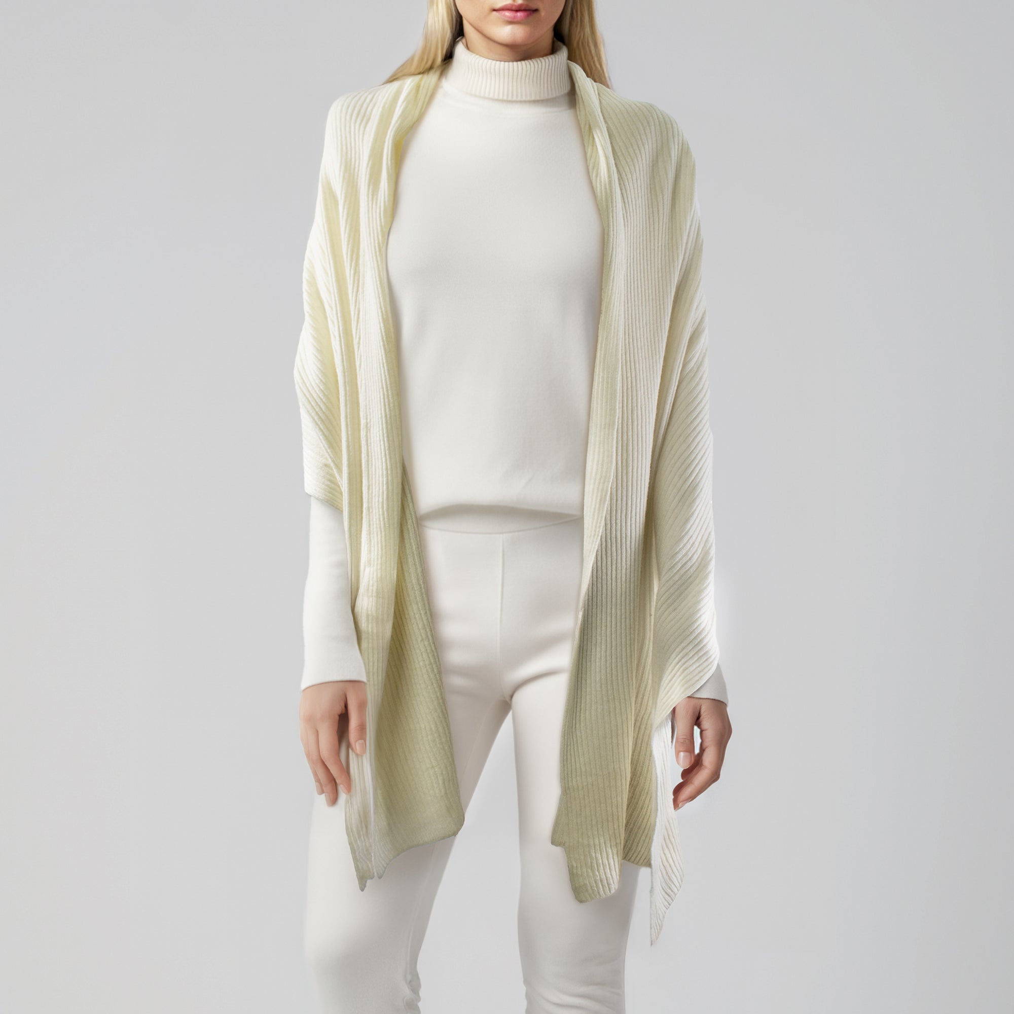 Unisex | Cashmere Ribbed Wrap | Natural White