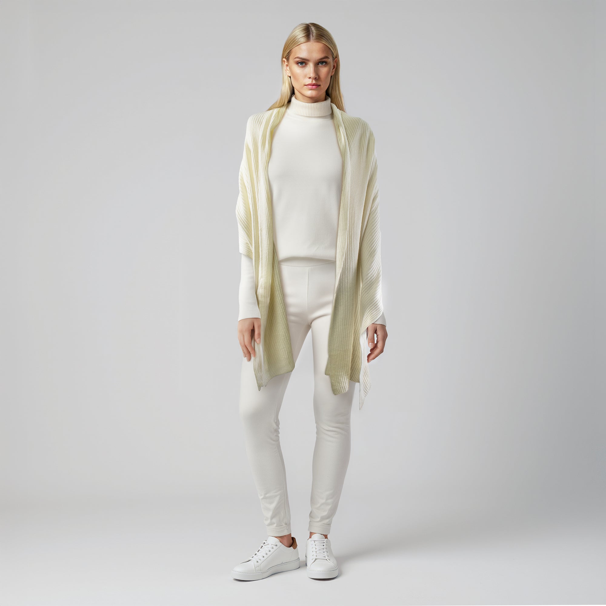 Unisex | Cashmere Ribbed Wrap | Natural White