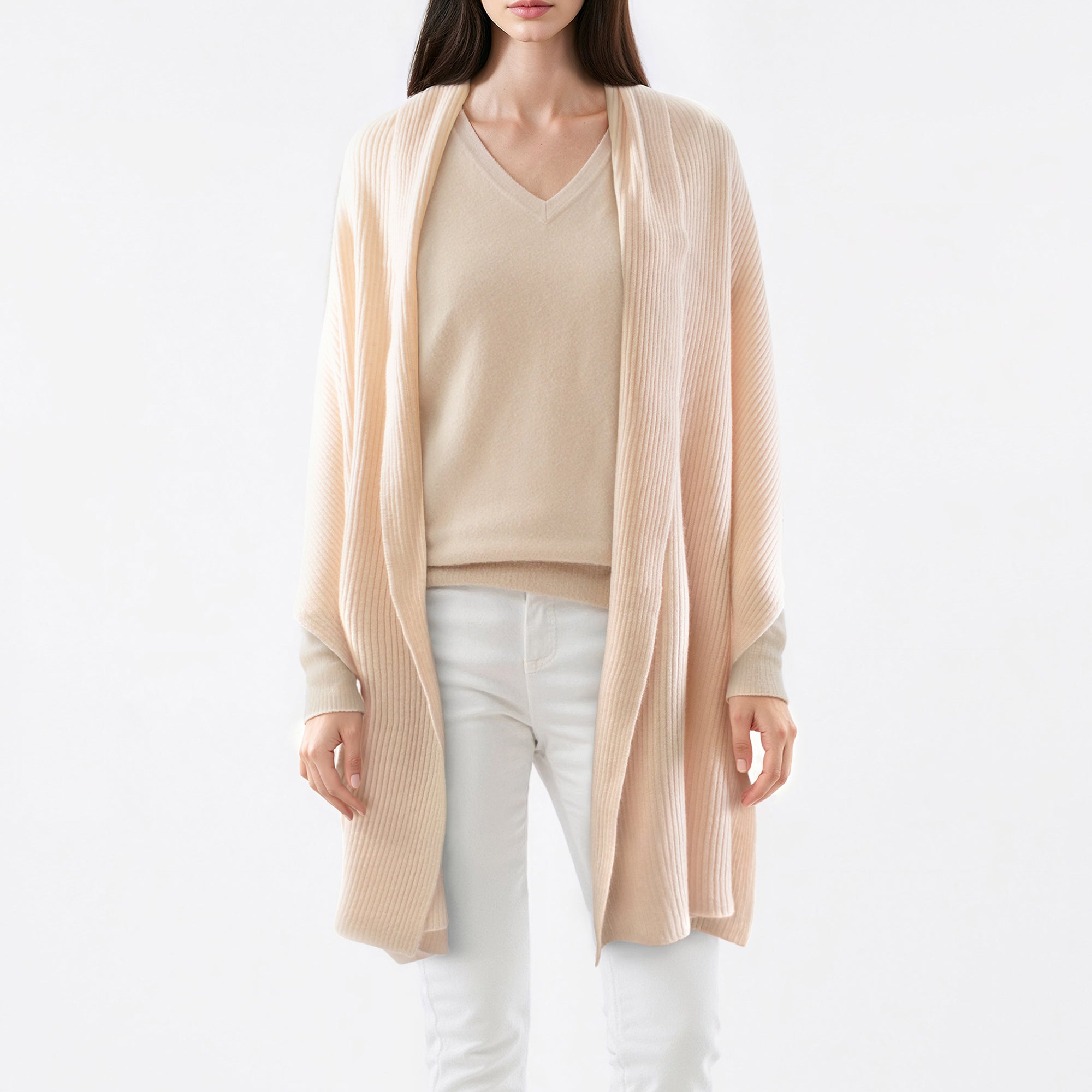 Unisex | Cashmere Ribbed Wrap | Soft Pink