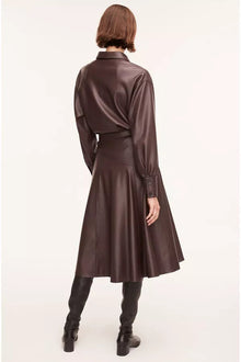 Vegan Leather Midi Whisper Skirt | Deep Port