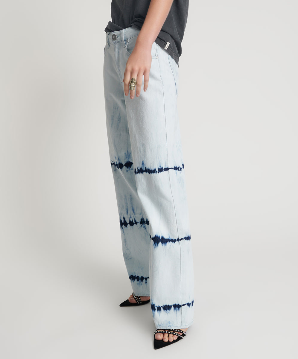 Jackson Mid Waist Wide Leg Denim Jeans | Bleached Out White