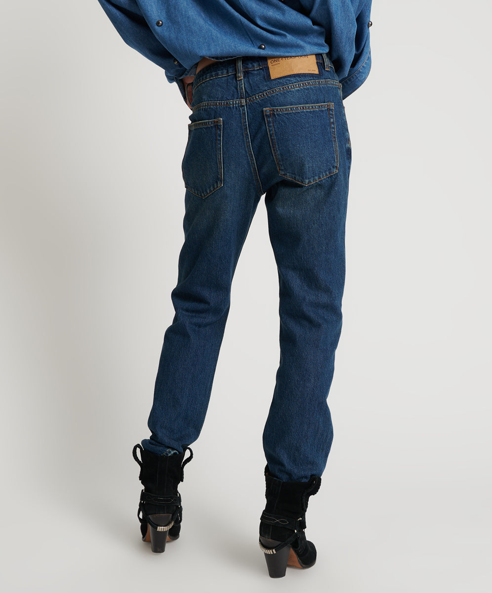 Truckers Mid Waist Straight Leg Denim Jeans | Royal Blue