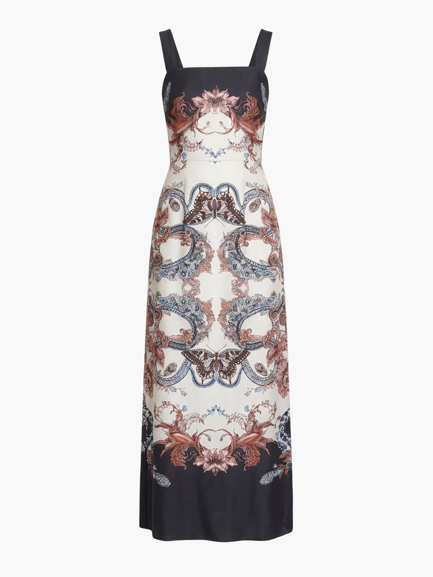 Garden of Eve Sleeveless Twill Maxi Dress | Blue/Red