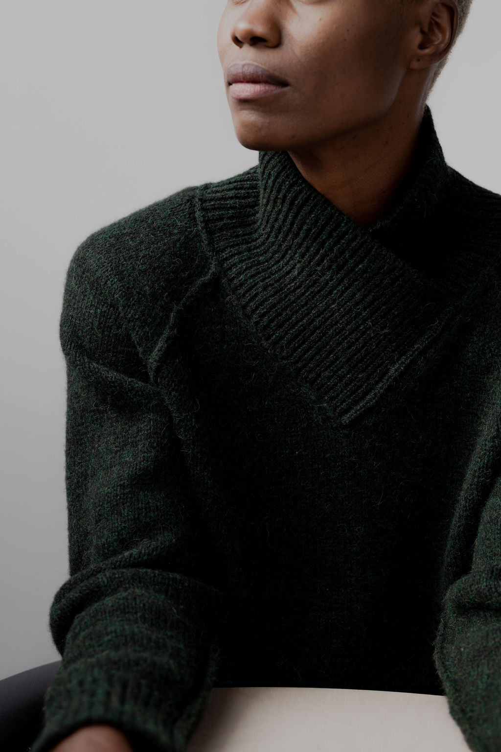 Wrap Collar Baby Alpaca Pullover | Green Envy