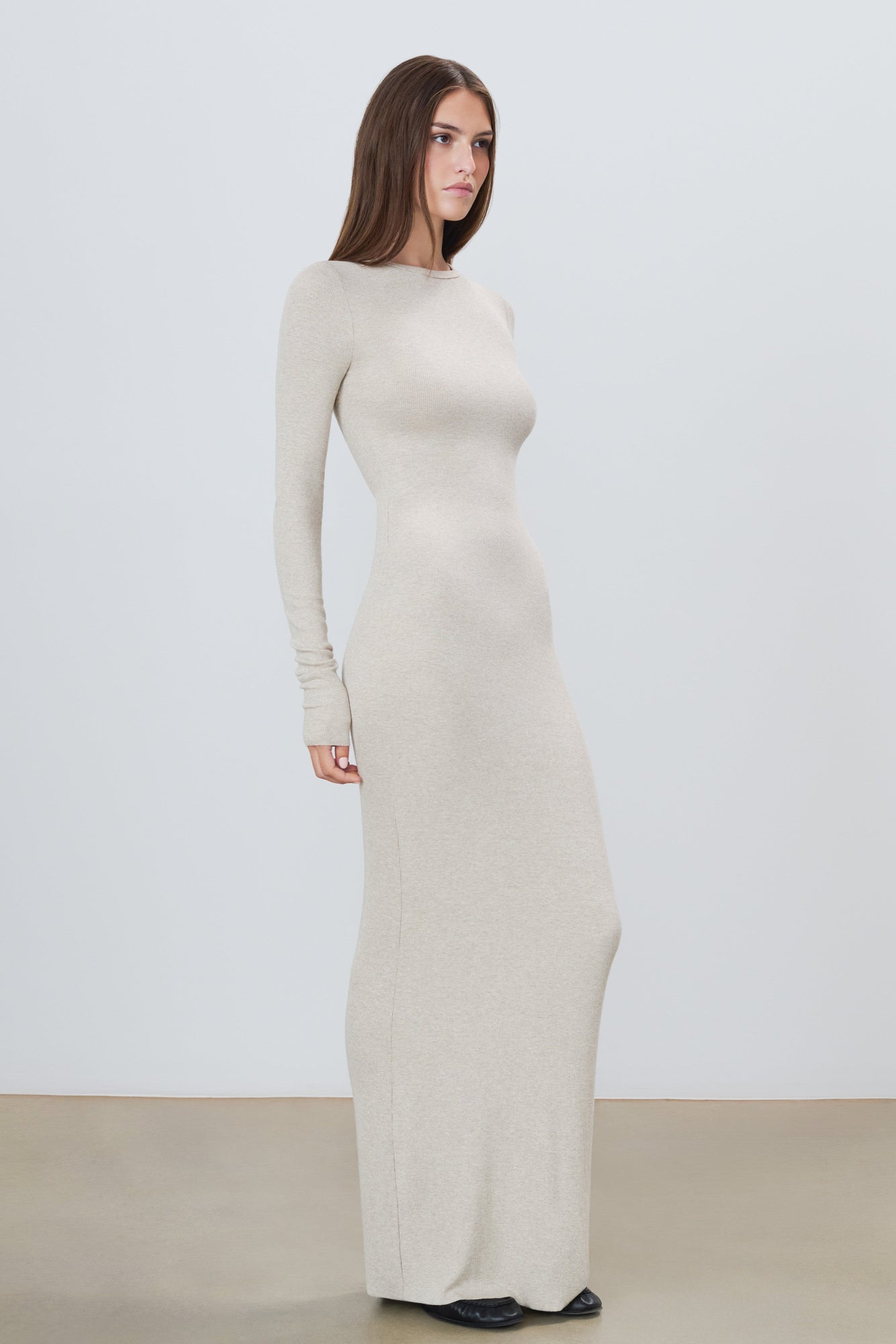 LONG SLEEVE CREWNECK MAXI DRESS - ETERNE