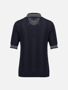 Collared Knit Base Layer Top | Navy