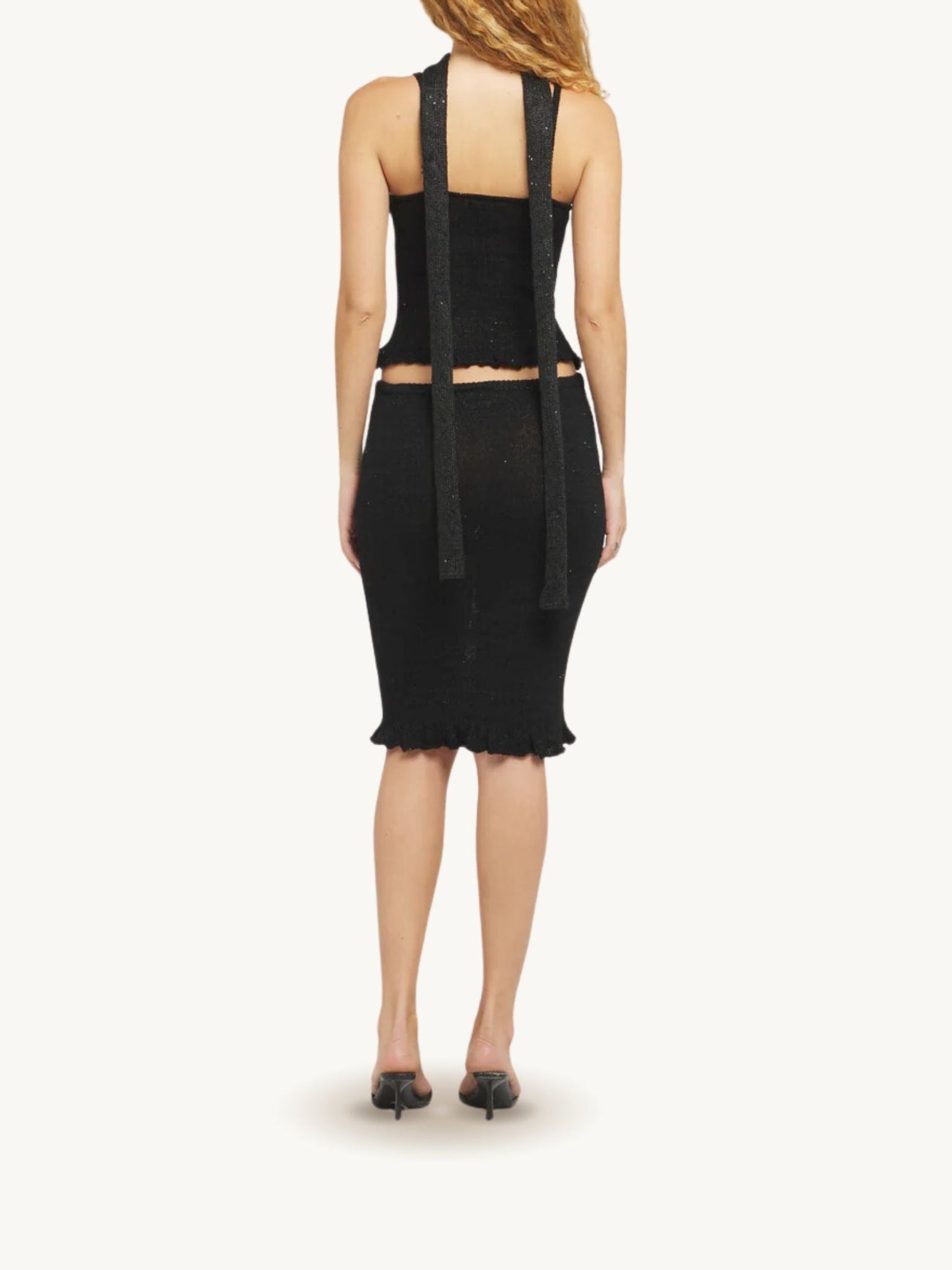Michaela Midi Skirt | Black Sequin